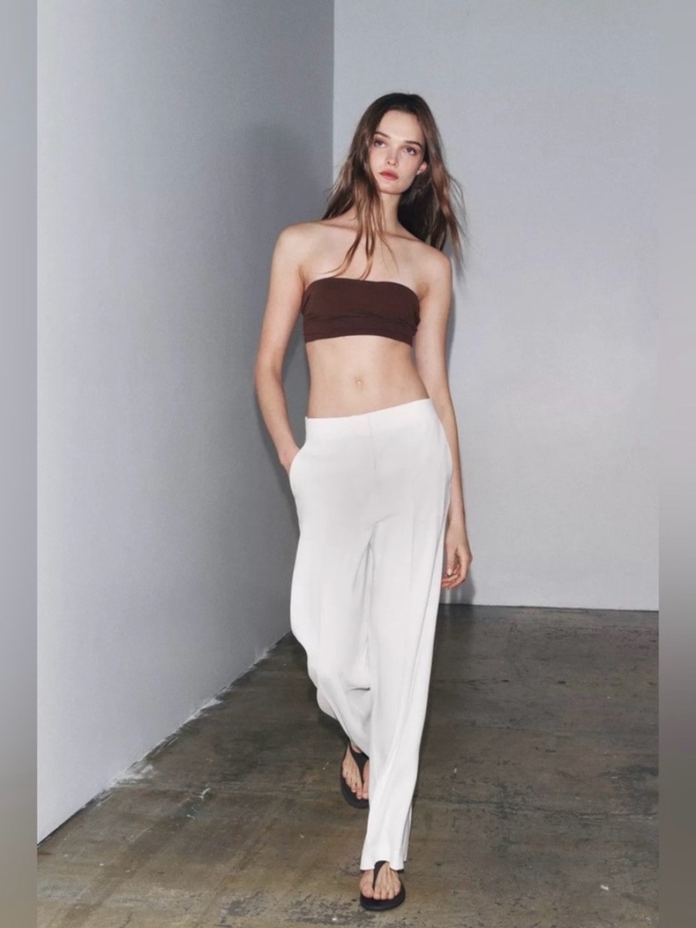 NWT Zara White Wide-Leg Pants